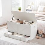 Coffre de rangement - hoobro - coffre � jouets avec tiroirs - armoire � jouets avec charni�re de s�curit� ...