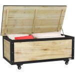 Coffre de rangement jardin bois 121l avec roulettes �tanche boite de stockage ext�rieur pour coussins ...