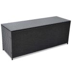 Coffre bo�te meuble de jardin rangement 150 x 50 x 60 cm r�sine tress�e noir