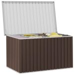 Coffre de rangement de jardin - wiens - 171x99x93 cm - marron - acier galvanis� - plastique - r�sistant ...