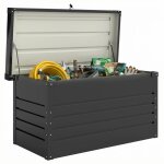 Coffre de rangement en m�tal - bo�te de jardin - outsunny - 450l acier galvanis� �tanche avec double ...