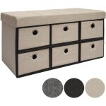 Coffre de rangement pliante - dunedesign - 6 tiroirs - 80l - beige / gris