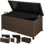 Coffre de jardin casaria� ext�rieur xxl marron - malle de rangement avec roulettes 270 l �tanche v�rin ...