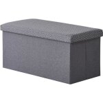 Coffre de rangement pouf pliable tissu 76cm - gris fonc� - blanc - tissu
