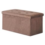 Coffre de rangement pouf - velours - 76cm - marron - 1 place - contemporain
