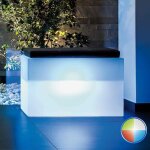 Coffre de rangement - roomy - rectangulaire 80x35 cm - led multicolor - plastique - jardin