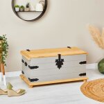 Coffre de rangement tequila malle rectangulaire en bois style mexicain avec abattant en pin massif lasur ...