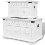 Coffres de rangement - vidaxl - blanc - mdf et bois de pin - 54x33x30 cm - 40x24x24 cm - poign�es des ...