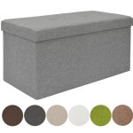 Coffre de rangement xxl pliante 76x38x38cm incl 2 cloisons 80l pouf pliable repose - pieds rectangulaire ...