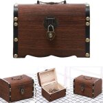 Coffre au tr�sor en bois - 16 x 10 x 95 cm - avec cadenas - petit coffre au tr�sor id�al pour le rangement ...