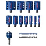 Coffret de 11 scies - tr�pans expert tough material de diam�tre 20 / 22 / 25 / 32 / 35 / 40 / 44 / 51 ...