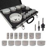 Coffret de tr�pans bi - m�tal hss m3 - diamwood - 13 pi�ces - d. 16 � 102 mm - valisette alu - 2 mandrins ...