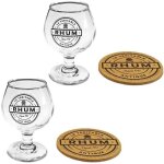 Coffret de 2 verres à rhum avec dessous de verre en liège - noir - adulte Coffret de 2 verres à rhum avec dessous de verre en liège - noir - adulte