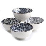 Coffret 4 bols design japonais - motifs zen et traditionnels