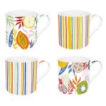 Coffret 4 mugs en porcelaine fine 300 ml tutti frutti - easylife