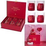 Coffret 6 bougies parfum�es amour romantisme 5h rouge bordeaux