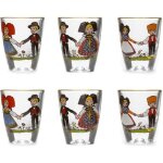 Coffret de 6 petits verres � eau de vie motif hansi 6cl