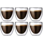 Tasse  caf - verre - set de 6 - 80ml - double paroi - anti - brlure