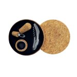 Coffret cadeau daccessoires pour bouteille de vin 3 pi�ces avec boite en li�ge fackelmann gift