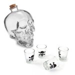 Coffret cadeau picerie - stc - tte de mort transparent - bouteille + 4 shooters