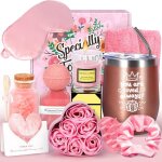 Coffret cadeau femme anniversaire avec gobelet isolant 360ml bougie rose sel de bain fleurs savon id�e ...