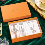 Coffret cadeau montre femme cygne parure de bijoux - collier bague boucles doreilles bracelet femme - ...