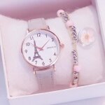Coffret cadeau montre fille ado enfant - la tour eiffel montre  quartz bracelet gris - cadeau femme