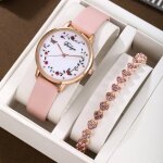 Coffret cadeau montre fille jeune - bracelet fleur rose