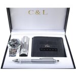 Coffret cadeau montre homme + portefeuille + lampe