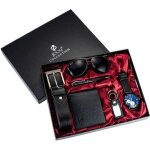 Coffret cadeau montre homme - ceinture - quartz - etanche - cuir noir - l677
