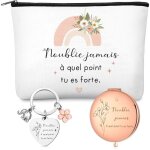 Coffret cadeau motivation 3 pi�ces trousse maquillage miroir voyage et porte - cl�s encouragement pour ...