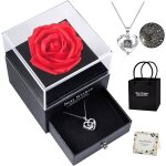 Coffret cadeau avec rose �ternelle et bijoux - suteo - collier je taime en 100 langues - porte - cl�s ...
