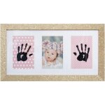 Coffret cadre � empreinte b�b� - dor� - l 44 x h 24 cm