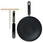 Coffret cr�pi�re - cmp - �28cm - induction - avec r�teau bois + spatule nylon - noir
