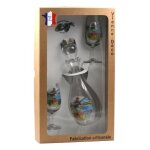 Coffret dune carafe et de 2 verres à vin sérigraphie pêche au coup Coffret dune carafe et de 2 verres à vin sérigraphie pêche au coup