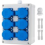 Coffret �lectrique de chantier ip54 mural - distributeur 6 prises domestiques 16a - imperm�able pour ...