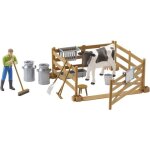 Coffret : enclos  vache avec personnage bworld - bruder world - jouet - intrieur - mixte