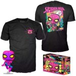 Coffret figurine funko pop! & t - shirt marvel spider - man (black light) - funko - taille l - blanc ...