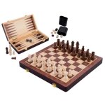 Coffret de jeu dechecs et backgammon pliable 30 cm x 30 cm en bois de frne