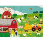 Coffret livre et puzzle g�ant 30 pi�ces - sassi - la ferme - puzzle 3d - dessins anim�s et bd - vert