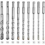 Coffret de m�ches et burins sds - plus - virex� - lot de 9 forets - sds - plus - per�age b�ton pierre ...