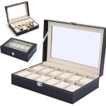 Coffret � montre bo�te en cuir avec serrure pr�sentoir pour rangement 12 montres cadeau �l�gant pour ...