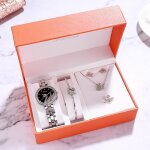 Coffret montre femme bijoux cygne quartz montre bracelet collier anneau boucles doreilles - etanche accessoire ...