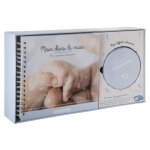Coffret de naissance avec album photos et boite  empreintes - bleu bleu
