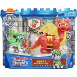 Coffret pat patrouille chevalier : chien rocky et son dragon flame rouge et jaune - figurine - chien ...