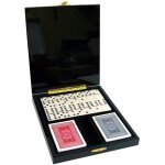 Coffret de jeu - althuria - coffret prestige - 28 dominos - 2 jeux de cartes - bois laqu� brillant