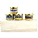 Coffret saveur authentique - assortiment de 4 terrines pur canard du gers - lgante bote en bois ide ...