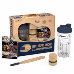 Coffret shaker � cr�pes pancakes et gaufres - cookut - verre - bleu - compatible lave - vaisselle