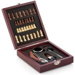 Coffret sommelier bois : jeu dchecs et ensemble 4 accessoires vin