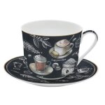 Coffret tasse d�jeuner - easylife - barista - porcelaine fine - 400 ml - lavable au lave - vaisselle